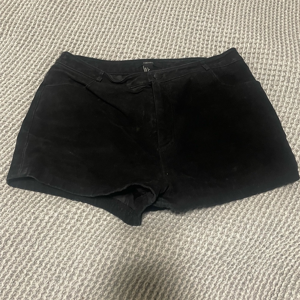 Forever 21 black leather suede shorts